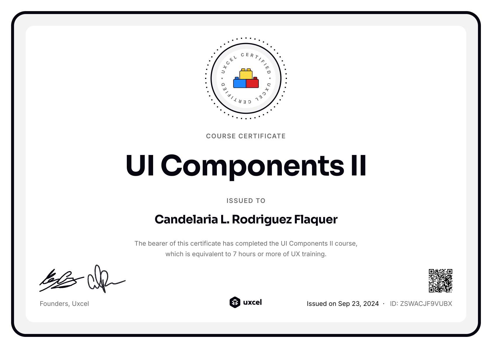Candelaria L. Rodriguez Flaquer's certificate